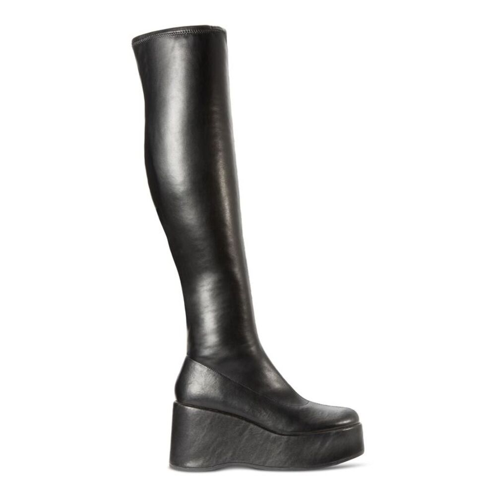 WILD PAIR Womens Black 2" Platform Enchantt Round Toe Wedge Boots Shoes 5 M - Picture 3 of 4